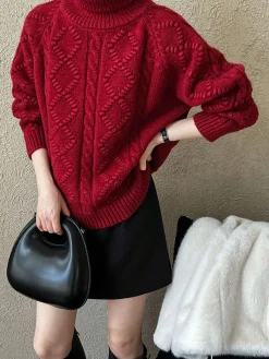 Outlet Casual Turtleneck Twist Sweater Sweater Tops|Sweaters & Cardigans