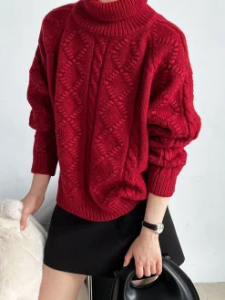 Outlet Casual Turtleneck Twist Sweater Sweater Tops|Sweaters & Cardigans