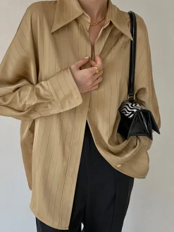 Clearance Charlotte Oversized Button Up Collared Shirt Blouses & Shirts|Tops