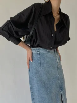 Clearance Charlotte Oversized Button Up Collared Shirt Blouses & Shirts|Tops