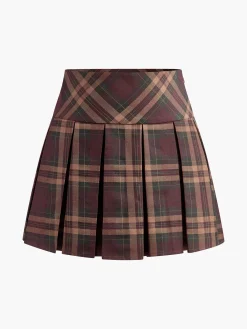 Outlet Checked Pleated Mini Skirt Skirts|Bottoms