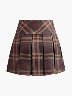Outlet Checked Pleated Mini Skirt Skirts|Bottoms