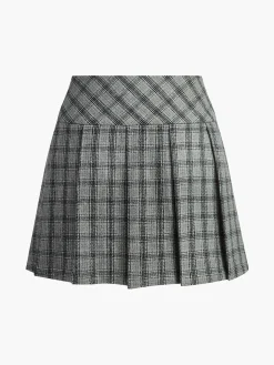 Checked Pleated Zipper Mini Skirt Skirts|Bottoms