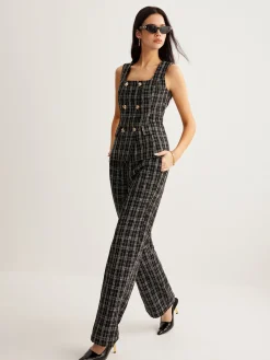 Best Checked Tweed Button Vest Outerwear|Vests