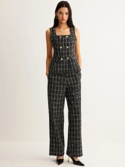 Best Checked Tweed Button Vest Outerwear|Vests