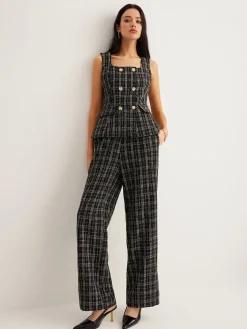 Best Checked Tweed Button Vest Outerwear|Vests