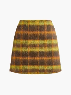 Outlet Checked Tweed Mini Skirt Skirts|Bottoms