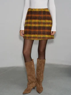 Outlet Checked Tweed Mini Skirt Skirts|Bottoms