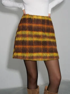Outlet Checked Tweed Mini Skirt Skirts|Bottoms