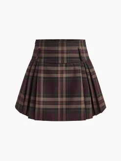Online Checked Zipper Mini Skirt Skirts|Bottoms
