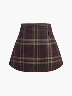 Online Checked Zipper Mini Skirt Skirts|Bottoms