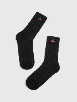 New Cherry Embroidered Twist Warm Pile Socks Socks & Tights|Accessories