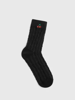 New Cherry Embroidered Twist Warm Pile Socks Socks & Tights|Accessories