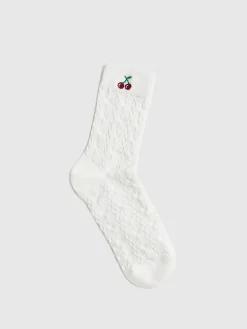 New Cherry Embroidered Twist Warm Pile Socks Socks & Tights|Accessories