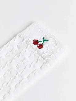 New Cherry Embroidered Twist Warm Pile Socks Socks & Tights|Accessories
