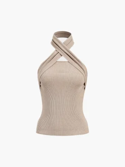 Outlet Chestnut Halter Rib Knit Top Sweater Tops|Sweaters & Cardigans