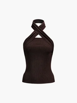 Outlet Chestnut Halter Rib Knit Top Sweater Tops|Sweaters & Cardigans