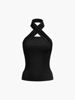 Outlet Chestnut Halter Rib Knit Top Sweater Tops|Sweaters & Cardigans