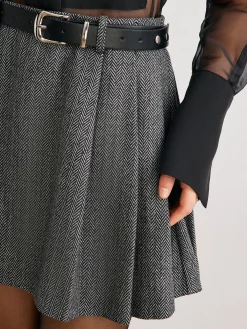 Best Chevron Belted Tweed Skirt Skirts|Bottoms