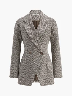 Sale Chevron Lapel Cinched Blazer Outerwear|Blazers