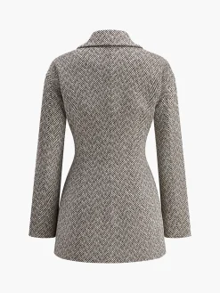 Sale Chevron Lapel Cinched Blazer Outerwear|Blazers