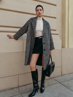 Outlet Chevron Pockets Long Coat Outerwear|Coats