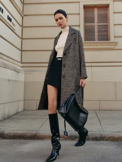 Sale Chevron Pockets Long Coat Outerwear|Coats