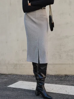 Sale Chevron Split Midi Skirt Without Belt Skirts|Bottoms