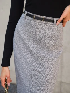Sale Chevron Split Midi Skirt Without Belt Skirts|Bottoms