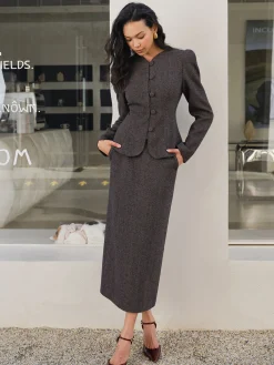 Sale Chevron Split Pockets Skirt Skirts|Matching Sets