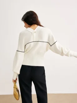Online Chic Contrast Piping Button Cardigan Cardigans|Sweaters & Cardigans