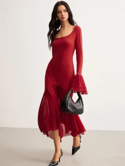 Sale Chiffon Hem Slim Panel Dress Casual Dresses|Cocktail & Party Dresses