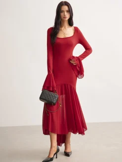 Sale Chiffon Hem Slim Panel Dress Casual Dresses|Cocktail & Party Dresses