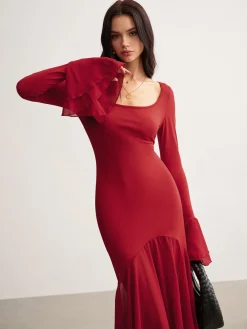 Sale Chiffon Hem Slim Panel Dress Casual Dresses|Cocktail & Party Dresses