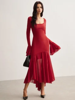 Online Chiffon Hem Slim Panel Dress Casual Dresses|Cocktail & Party Dresses