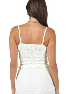Sale Chiffon Lettuce Trim Tie-Front Cami Top Tank Tops & Camis|Tops