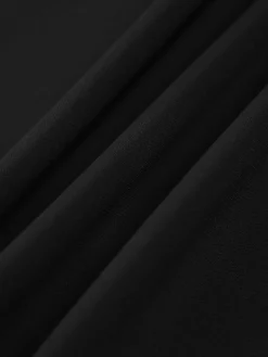 Chiffon Low Cut V-neck Pleated Zip Mini Dress Black Dresses|Casual Dresses