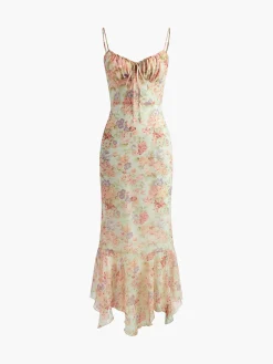 Chiffon Ruffle Cami Floral Dress Casual Dresses|Floral Dresses