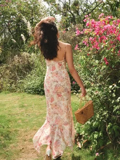 Chiffon Ruffle Cami Floral Dress Casual Dresses|Floral Dresses
