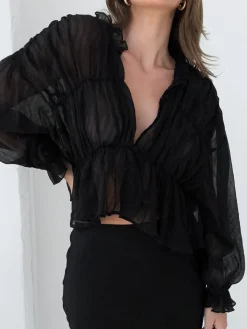Sale Chiffon Ruffle Detail Blouse Blouses & Shirts|Tops