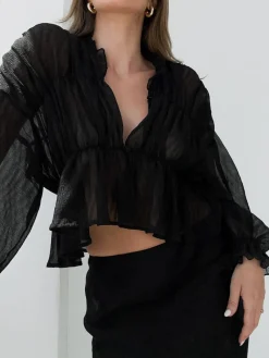 Sale Chiffon Ruffle Detail Blouse Blouses & Shirts|Tops