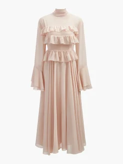 Discount Chiffon Ruffle Tie-Neck Dress Casual Dresses|Cocktail & Party Dresses
