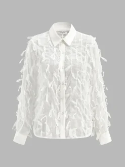 Hot Chiffon Tassel Polo Shirt Tops