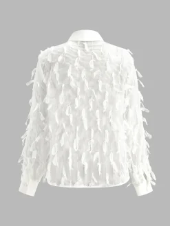 Hot Chiffon Tassel Polo Shirt Tops