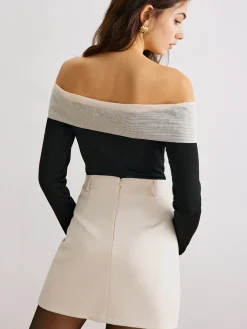 Outlet Chiffon-Bow Off-Shoulder Slim Blouse Blouses & Shirts|Tops