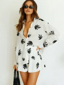 Chill Life Plant Print Shorts Set Shorts Sets|Shorts