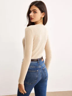 Best Chinese Knot Cutout Sweater Sweater Tops|Sweaters & Cardigans