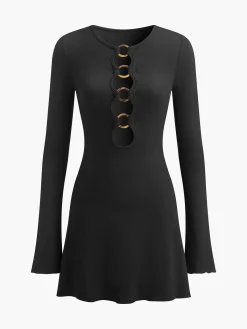 New Circle-Ring Cutout Jersey Dress Black Dresses|Cocktail & Party Dresses