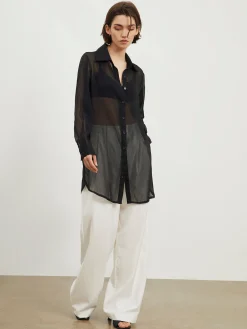 Outlet City Oversized Shirt Blouses & Shirts