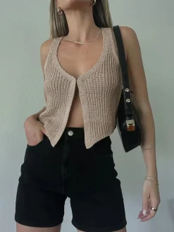 Discount Classic Hook-and-Eye Knit Vest Sweater Vests|Sweaters & Cardigans